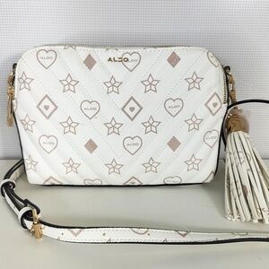 ALDO White Monogram Crossbody Bag w/ Tassel | NWT